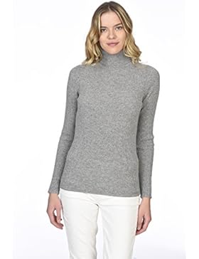 State Cashmere Damen 100% reiner Kaschmir-Langarm-Pullover gerippter Rollkragenpullover