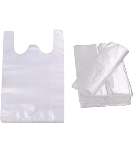 FSSTUD Lot De 100 Sacs Plastique Transparent Avec Poignées - 24x37 Cm & 15x26 Cm, Sacs Shopping Réutilisables, Idéal Supermarché & Épicerie