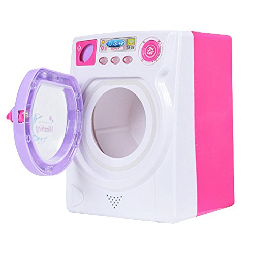 Preisvergleich Produktbild LSERVER Waschmachiene Spielzeug Puppe Zubehör Möbel Kinderwaschmaschine mit Licht Haushaltspielzeug