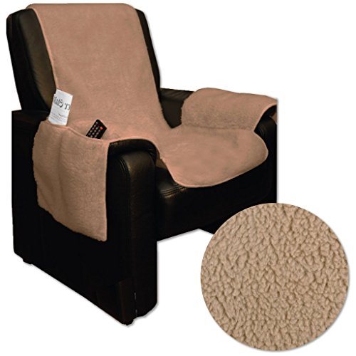 Sesselschoner 147x147cm Überwurf Lammflor Polsterschutz, Auswahl: Farbe – hellbraun – nougat - 3