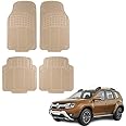 Autokaar Rubber Car Foot Mat for Renault Duster (Set of 4, Beige)