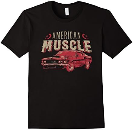 Men's American Muscle Car T Shirt - Drag Car Race Racing Graphic Large Black