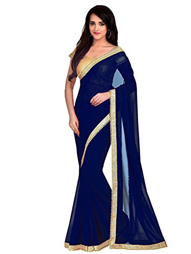 Georgette with Blouse Piece Saree (Bigben-21_Blue_Free Size)