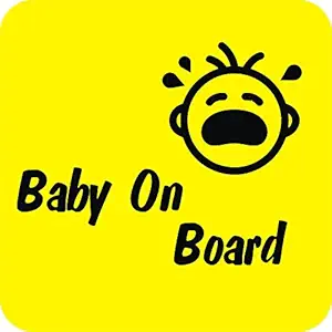 isee360 Baby On Board Reflective Background Yellow Crying Boy Windows Car Sticker BB-4