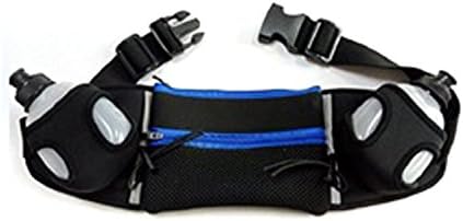 GIVESURPRISE WAISTPACKS Double Pocket Waist Hydration Pack, Travel Bum Bag Runing Waist Pack with Water Bottles, Blue