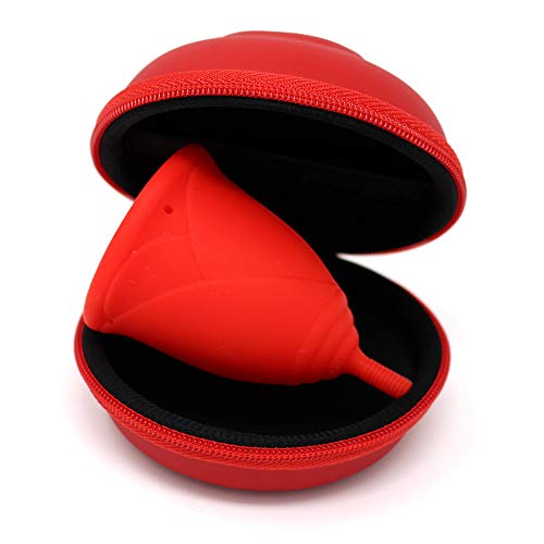 Estuche SileuCase para copas menstruales  Ideal para llevar tu tampón o copa menstrual de forma elegante y discreta en tu bolso o para viajes - Pequeño, 8 cm - Rojo