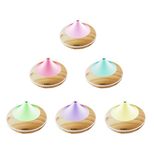 AUKEY Aroma Diffuser 200ML mit 7 Farben Luftbefeuchter mit kühlem Nebel und Automatische Timerfunktion, Holz-Basis für Büro / Schlafzimmer / Wohnzimmer / Arbeitszimmer / Yoga Spa - 2