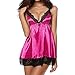 Produktbild Damen Satin Pyjama Staresen Frauen Sexy Damen Negligee Sexy Reizwäsche Babydoll Nachtwäsche Spitze Nachtkleid Nachthemd Geschnürt Lingerie Dessous Set Transparent Sleepwear Kleid