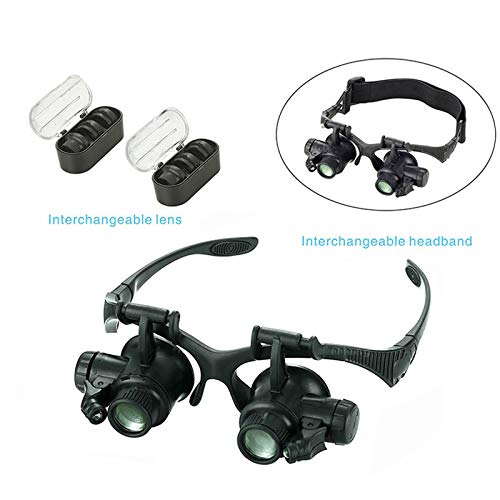 Preisvergleich Produktbild Ältere Sehhilfe 10X15X 20X25X Doppel Augengläser Lupenkopf Tragen Vergrößerungsgläser Headset Beleuchtet Lupen Werkzeug Mit LED-Licht Für Uhr Reparatur Juwelier Elektronik Oder Instrument Reparaturen