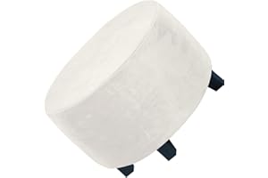 GUNDAN Footstool Cover Round Stretch Ottoman Cover, Velvet Removable Large Stretch Pouffe Cover Anti-Slip Foot Stool Slipcovers With Elastic Bottom, Machine Washable (Color : A6, Size : 76-104CM)