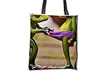 Ranas Curiosas Funny Figures Cute Allover impresas Totes populares Mujeres Bolsas de Bolso de...