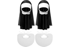 Fartoni X2 Coiffe Nonne Pour Déguisement De Nonne Fille Ou Femme. Accessoires De Costume D’Halloween. Chapeau De Terreur Ou Peur. Voile De Costume Pour Hommes. Accessoires De Costumes