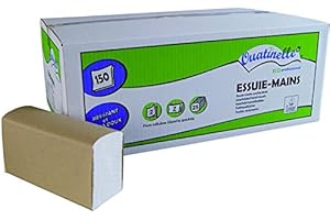 OUATINELLE 25 paquets de 150 feuilles essuie-mains 220x230 mm Pliage Z, 2 plis ECOLABEL