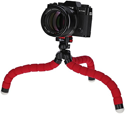 Rollei Monkey Pod - Treppiede da Tavolo Compatto e Flessibile, compatibile con DSLM, Fotocamere compatte, Actioncamera, Macchine a 360Â° e Smartphones, incl. Testa a sfera per rotazione a 360Â° - Rosso