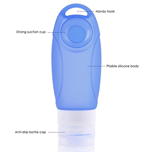 FANGXIN 4er Set Tragbare Silikon Flaschen Set Reiseflaschen Hakenflasche für Shampoo Lotion Spülung Körperpflege mit Saugnapf 98ml - 2