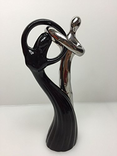 Gilde Skulptur Paar Circle Tanz Zusammenhalt Platin Schwarz ca 28 cm Nr 30571 - 5