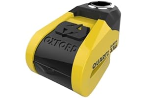 Oxford LK215 Quartz XA6 Alarm Disc Lock (6mm pin) USB Rechargeable., Yellow Black