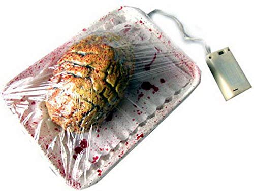 toybakery – Decoración de Halloween, Cerebro con Sangre en la Placa con función de Movimiento, Brain with Blood and Movement, Ideal para Cualquier Fiesta de Halloween, Color Amarillo
