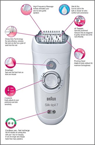Braun Silk-épil 7 Epilierer 7-561, 6-teilig, flieder - 2