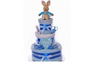 MY KIND OF GIFT Peter Rabbit Nappy Cake Baby Boy, Baby Boy Nappy Cake, 3 Tier Nappy Cake, Nappy Cake Gift,