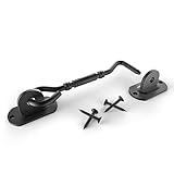 HOMEWINS Crochet de Cabine Silencieux Support Eye Abri de Verrouillage de Verrou Coulissant de Porte de Grange Serrure Loquet Antique Porte de Hangar Garage Fenêtres Portails - Acier au Carbone, Noir