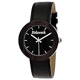 Handgefertigte Holzwerk Germany® Designer Damen-Uhr Öko Natur Holz-Uhr Leder Armband-Uhr Analog Klassisch Quarz-Uhr Schwarz Gold
