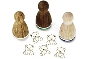 ‎STEMPLINO Stemplino® Ministempel - Motiv: Egon Eisbär - 12mm Durchmesser - Holzstempel Kinder Stempel Bullet Journal Stempel mit Eisbär Motiv Eisbär Stempel