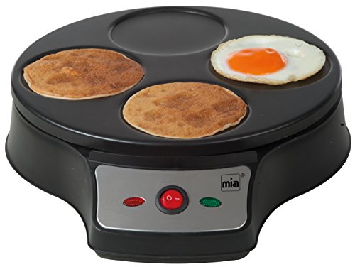 Mia CP 6075 Crepes-/Spiegelei-/Pancake-Maker, 2 unterschiedliche Bakc-/Grillplatten abnehmbar, 1,000 W, schwarz - 3