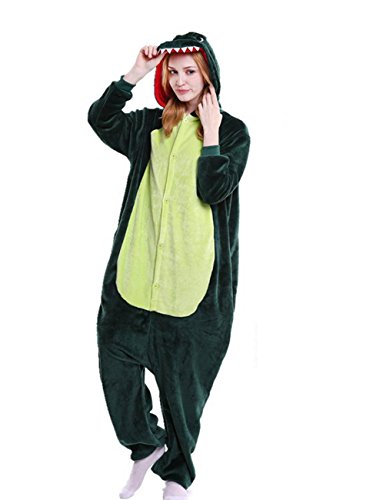 Yimidear® Unisex Cálido Pijamas para Adultos Cosplay Animales de Vestuario Ropa de Dormir Halloween y Navidad(XL, Dinosaurio)