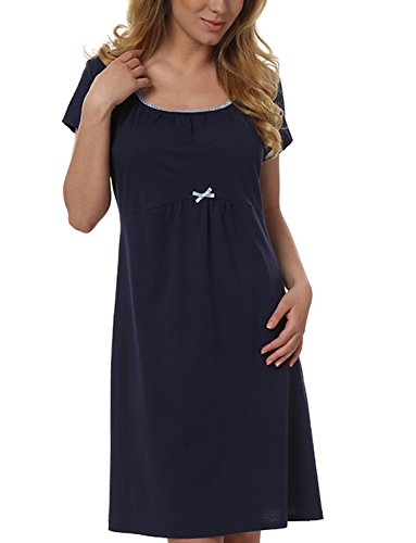 Italian Fashion Dagna Maternity/Nursing Nightdress,Size M,Navy Blue