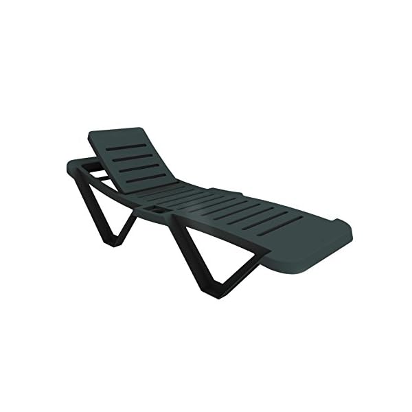 Resol Master Sun Lounger Plastic Adjustable Reclining UV Resistant Sunlounger - Stylish & Durable Garden Furniture - Green
