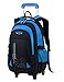 Produktbild Kinder Trolley Schultasche, Fanspack Kinder Removable Rolling Schoolbag wasserdichte Große Kapazität Student Rucksack für Jungen Teenager Schule Reise Wandern Outdoor (Blau) (Blaue Buchstaben)