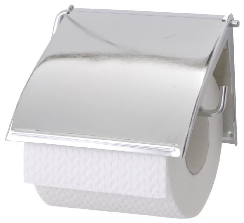 WENKO 18265100 Toilettenpapierhalter Cover - geschlossene Form, Stahl, 13.5 x 12 x 2.5 cm, Chrom