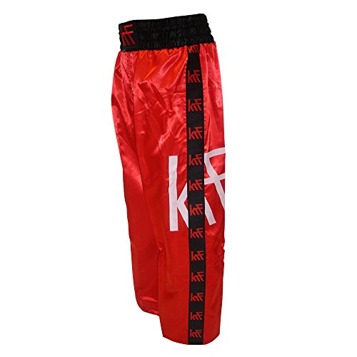KRF Feel The Enemy Kick Box Pantaloni Lunghi da Boxe, Uomo, Uomo, Kick Box, Rosso, L