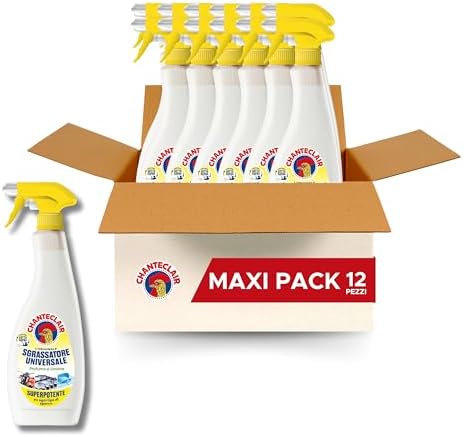 Chanteclair - Sgrassatore Universale Spray, Superpotente, Profumo di Limone, Formula Originale - 12 Flaconi da 750 ml
