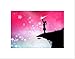 NURSERY SILHOUETTE PINK SKY STARS GIRL KIDS BEDROOM FRAMED PRINT B12X13448