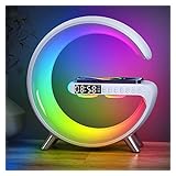 Sound Machine Smart Light Sunrise Alarm Clock Wake Up Light Alarm Clocks For Bedrooms Dimmable Table Lamp With Fast Wireless Charger Alarm Clock For Heavy Sleepers Adults For Bedroom,dorm,gift (white)