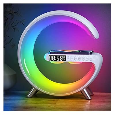 Sound Machine Smart Light Sunrise Alarm Clock Wake Up Light Alarm Clocks For Bedrooms Dimmable Table Lamp With Fast Wireless Charger Alarm Clock For Heavy Sleepers Adults For Bedroom,dorm,gift (white)