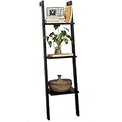 SoBuy FRG32-Sch Étagère murale style échelle Salle de bain, Étagère échelle déco, Meuble de rangement L33xH121xP23cm -3 étages, Noir