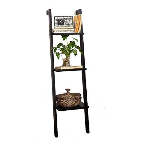 SoBuy FRG32-Sch Étagère murale style échelle Salle de bain, Étagère échelle déco, Meuble de rangement L33xH121xP23cm -3 étages, Noir