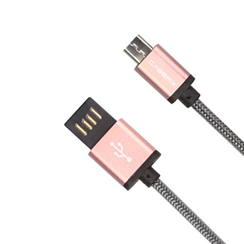 Micro USB Kabel 2 m CABBRIX® Schnellladekabel USB 2.0-Kabel A-Stecker auf Micro-B High Speed Sync Aluminium Ladekabel für Android Smartphones, Samsung Galaxy, HTC, Huawei, Sony, Nexus, Nokia, Kindle und mehr - Rosè Gold