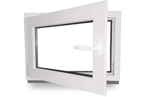 HEXA'FEN Fenetre PVC - LxH 500 x 400 mm - Triple vitrage - Blanc Poignée A Droite