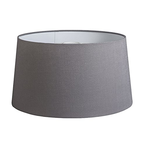 QAZQA Leinen Lampenschirm 40cm rond DS E27 leinen dunkelgrau , Rund konisch Schirm Pendelleuchte, Schirm Stehleuchte,