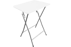 Acomoda Textil – Mesa Auxiliar Plegable de Madera y Aluminio 48x38x66 cm. Mesa Multifunción Portátil, Resistente y Estable para Cocina, Terraza, Jardín o Patio, Blanco.