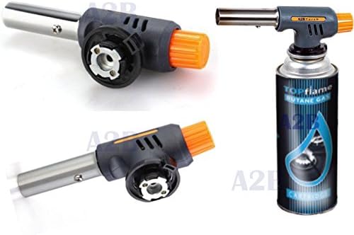 Blow Torch + Butane Gas Cans Flamethrower One Touch Auto Ignition Soldering BBQ (Blow Torch + 1 Can)