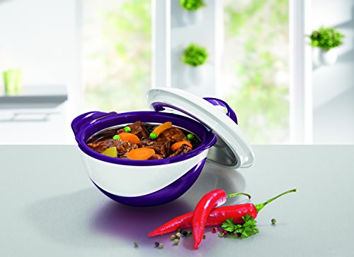 gourmetmaxx 09822 Thermoschüssel metallic, Aufbewahrung Edelstahlschüssel Frischhalteschüssel Thermobehälter / schüssel, edelstahl, 1100 ml, 24,0 x 20,0 x 13,0 cm, lila / weiß / mehrfarbig - 5