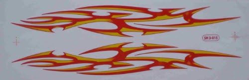 Flames Fire Sticker Decal Tuning 1 Sheet: 53 cm x 17 cm for Sports Skateboard Bicycle Motorbike Car etc