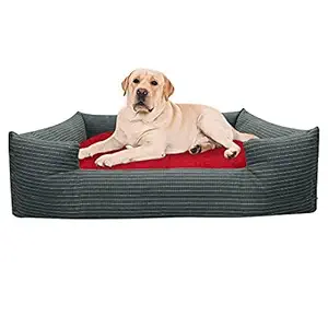 Hiputee Reversible Waterproof Chew Proof Ecofriendly Rectangular Pet Dog Cat Bed (3XL, Green-Red)