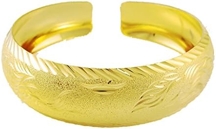 YLR Jewellery 24k Plated Gold Unisex Openable Carved Creative Design Anti-Radiation Bracelet Bangle (2)