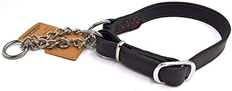 PetFun Unique Design Soft Sturdy Leather Choke Martingale Adjustable Collar with Toggle Stainless Steel, Vary in Size